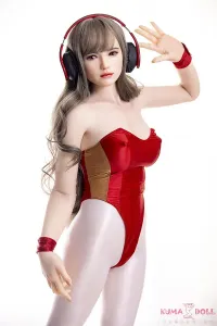 ヘッドフォン姿の魅惑的な美人シリコンドール