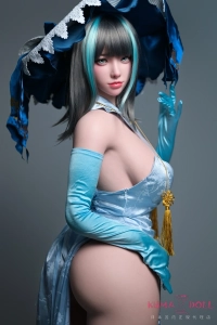 FUDOLL 小北 美しい青髪スタイル シリコン セックス 人形 
