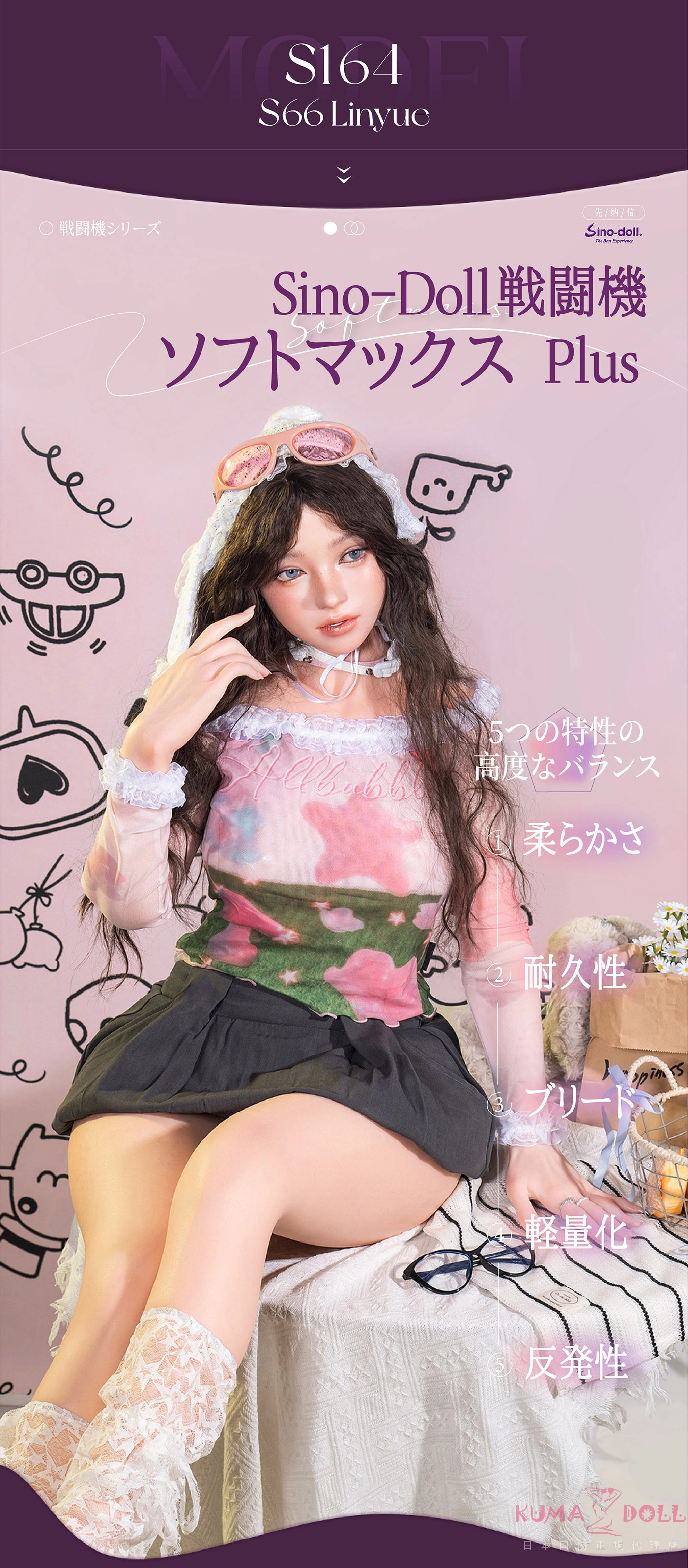 Sino Doll 戦闘機 164cm Fカップ 凛月 s66メイク② シームレスラブドール 詳細紹介③